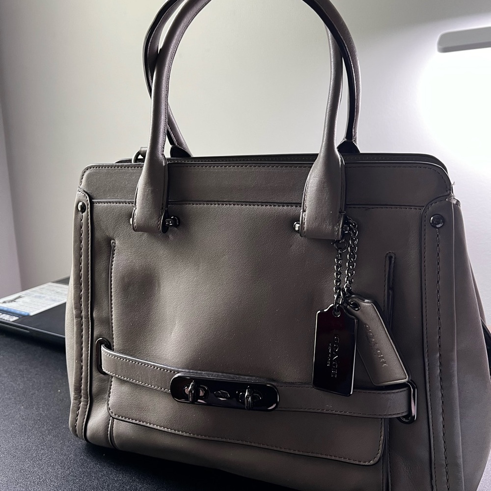 Coach Gray Satchel with Sleek Black Accents